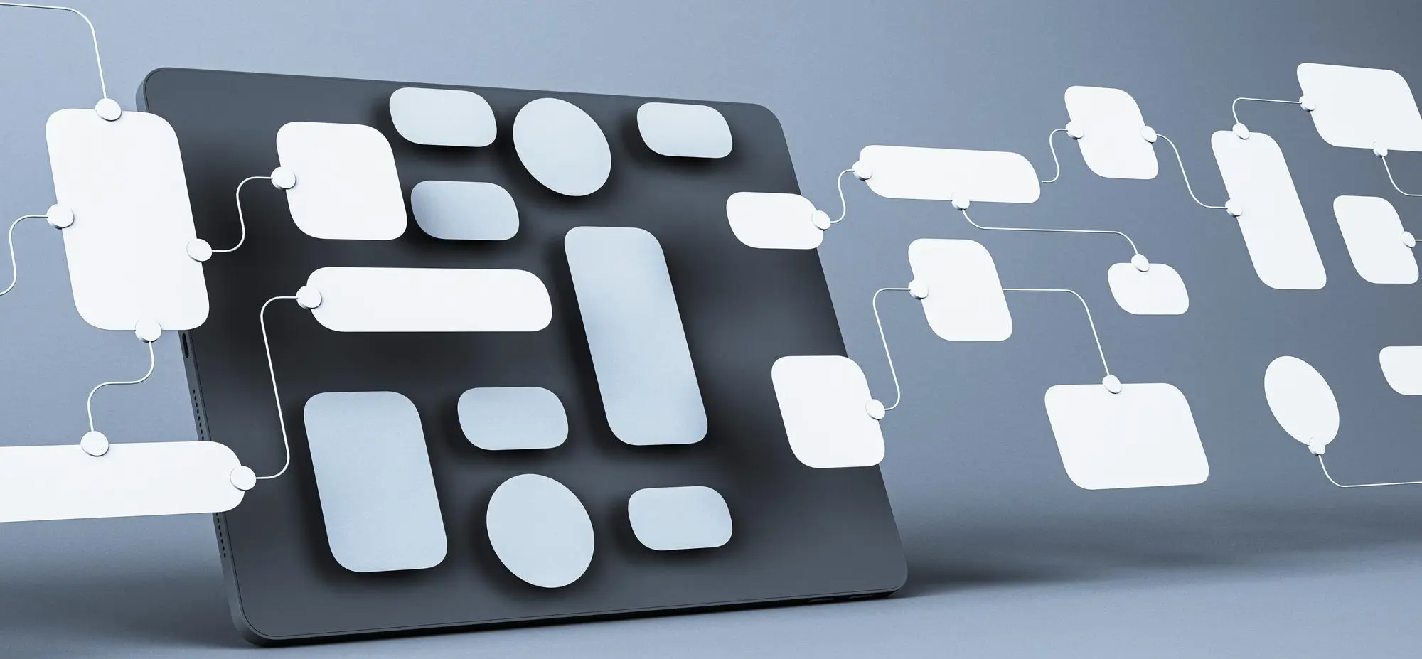 PC‑Monitor mit digitalem Workflow‑Diagramm als Symbol für effiziente Prozesse in CODE.3