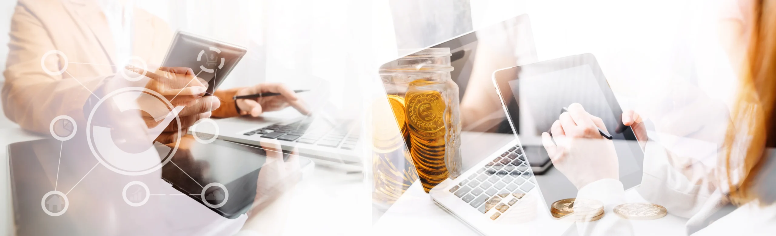 Person arbeitet mit digitaler Buchhaltungssoftware und sieht Rechnungen, Zahlungen und Finanzdaten auf einem Dashboard.