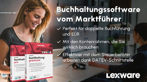 Produktbox von Lexware Buchhaltung Pro – Software für EÜR, GuV und Bilanz.“